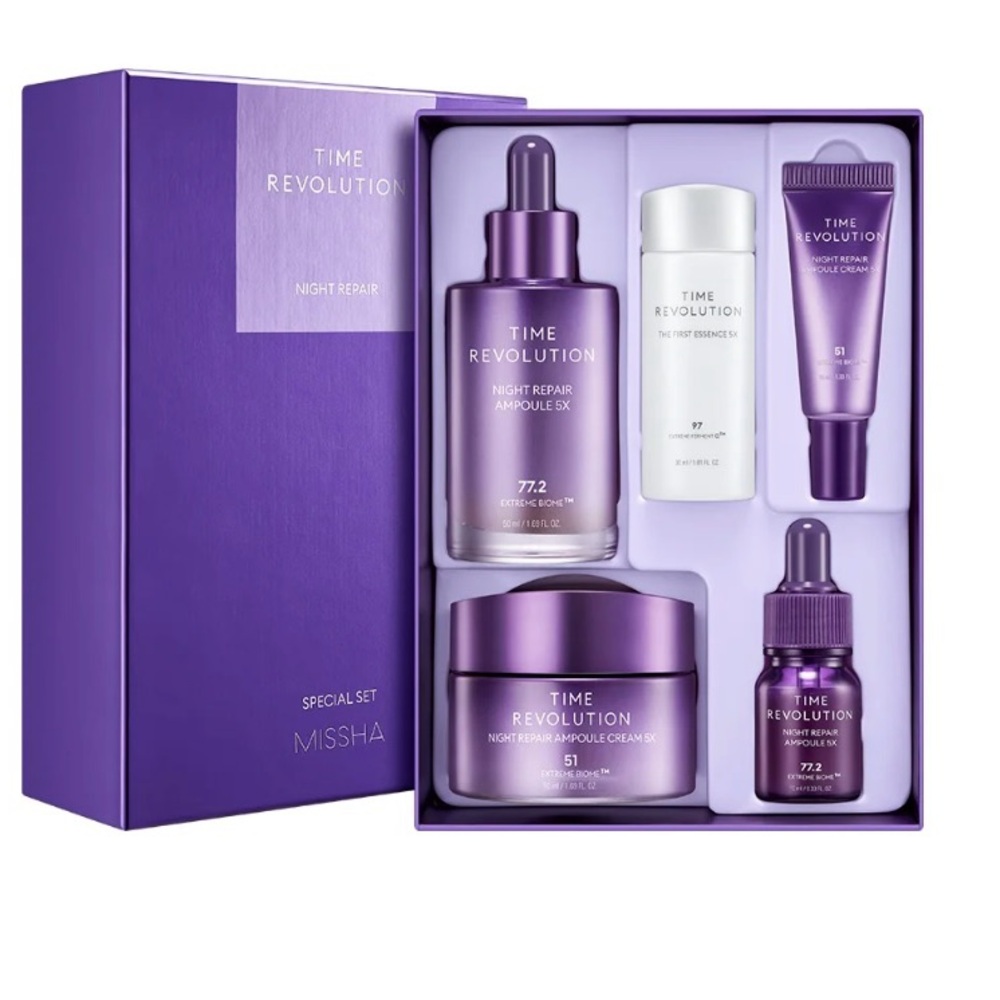 Missha Time Revolution Night Repair Serum & Cream Set - Purple